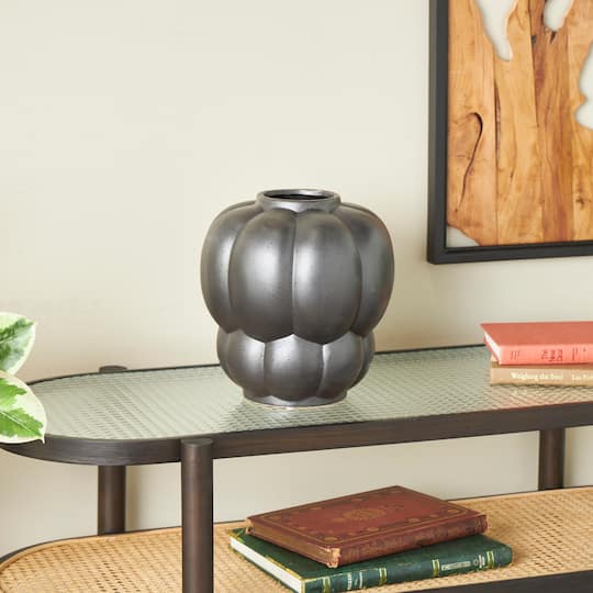 11" Black Ceramic Wide Bubble Inspired Vase